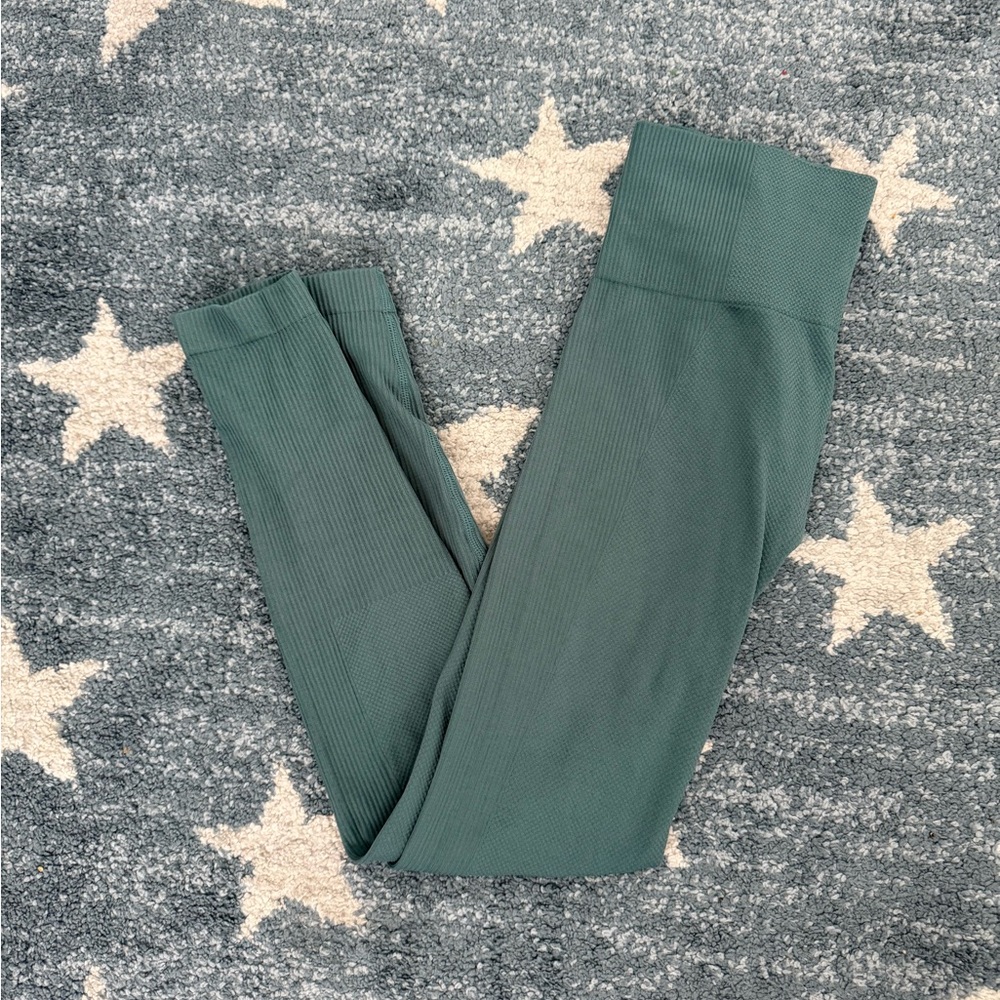 Green Ribbed Leggings